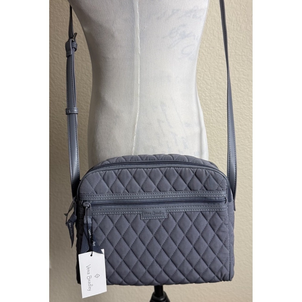 Vera Bradley Trimmed Crossbody Bag WITH Wallet Carbon Gray Microfiber NWT - Picture 9 of 16
